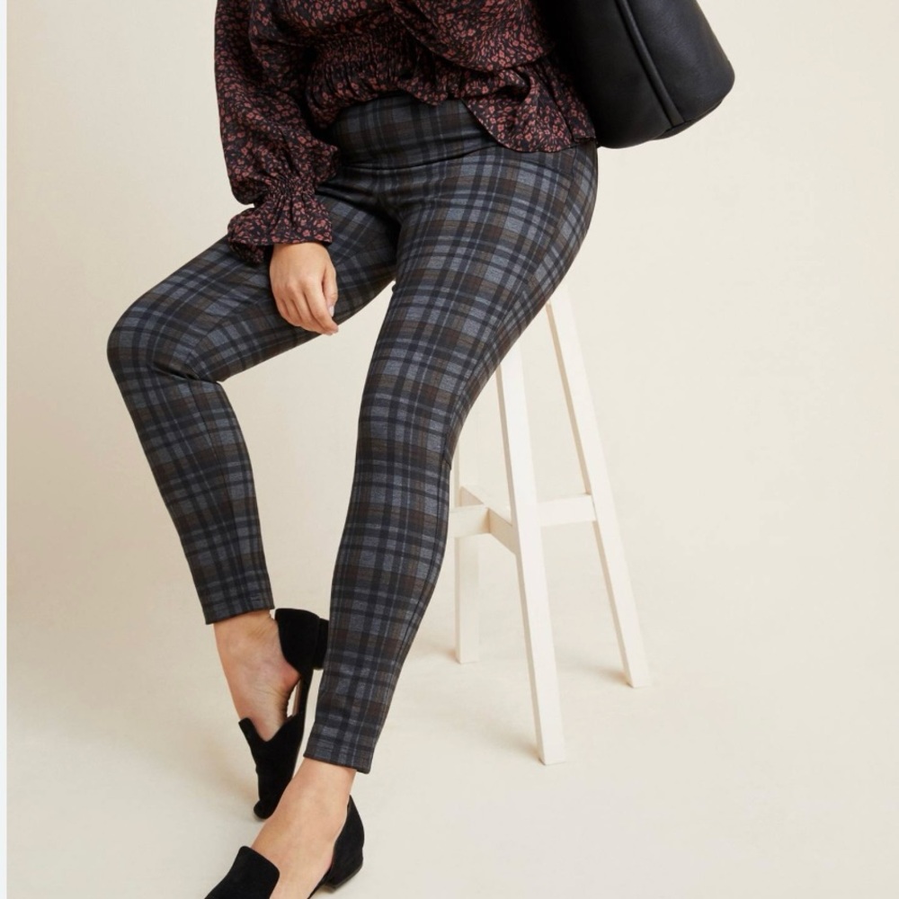 SANCTUARY X ANTHROPOLOGIE Runway High Rise Ponte legging northolt plaid SIZE XL